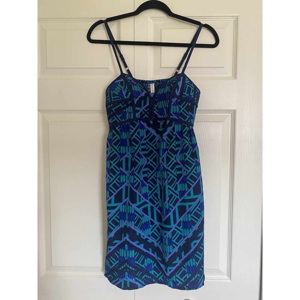 Womans Jrs M Xhilaration Baby Doll Sun Dress Lined Bodice Blue Teal Green Black